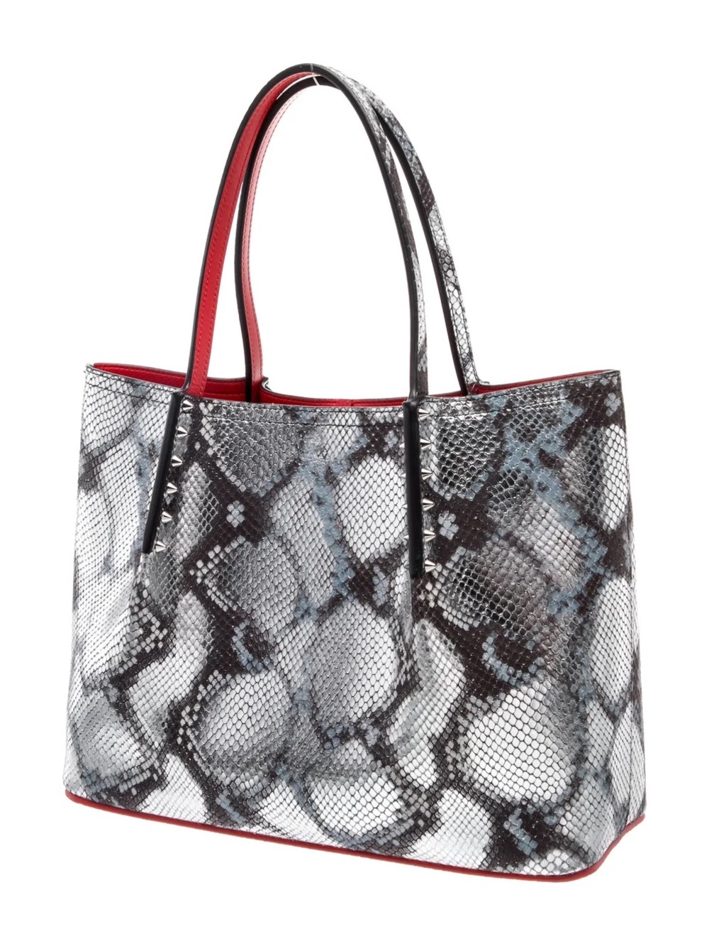 Christian Louboutin Snake-Print Tote with Red Trim